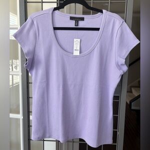White House Black Market Lavender Scoop Neck Women's Top